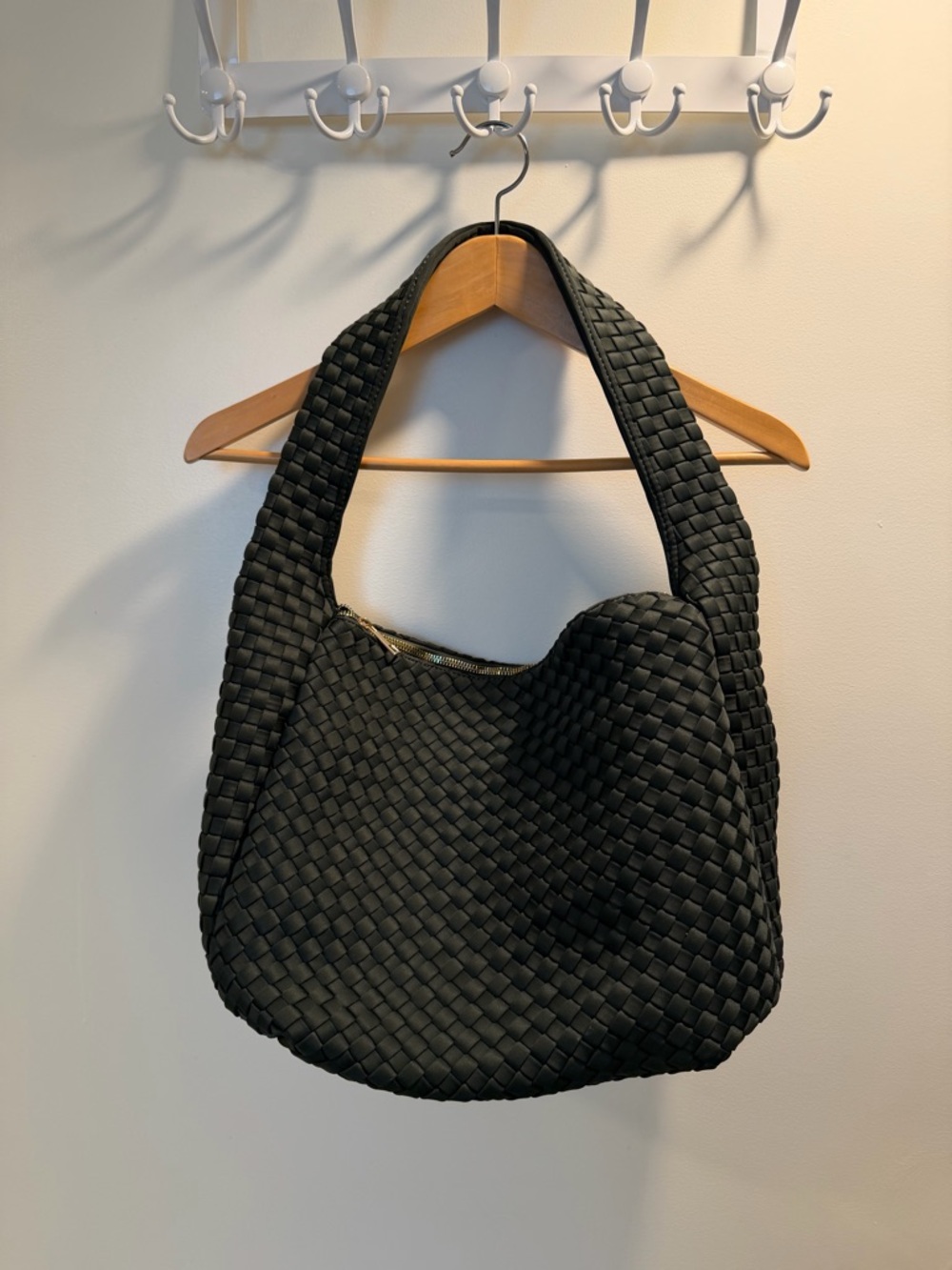 Anthropologie Black Woven Shoulder Hobo Bag